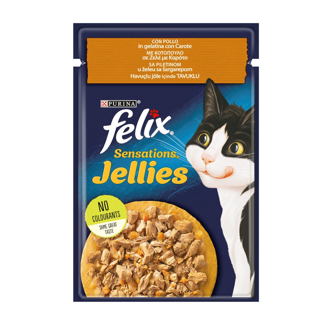 کیسه فلیکس کنسرو گربه بالغ با مرغ و هویج در ژله 85 گرم