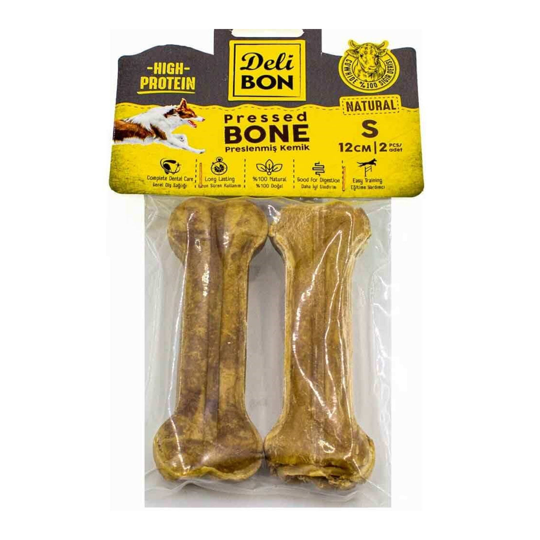 Delibon Naturel Deri Pres Kemik Köpek Ödülü 2'li 12cm