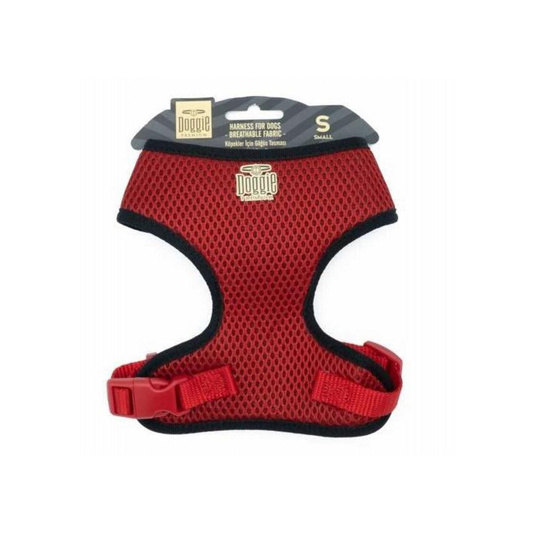 Doggie Havalı Dokumadan El Yapımı Kirmizi Küçük Irk Köpek Göğüs Tasması S 1,5x25-35Cm