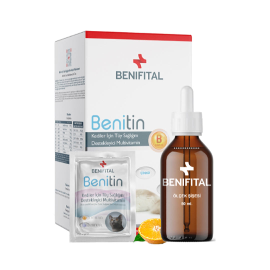 Benitin Kediler Için Tüy Sağlığı Destekleyici Multivitamin Kedi Tüy Dökümü Önleyici Damla Biyotin 50ml
