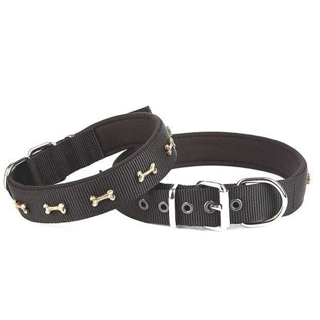 Doggie Konfor Dokuma Kemikli Siyah Köpek Boyun Tasması Large 3x47-55 Cm