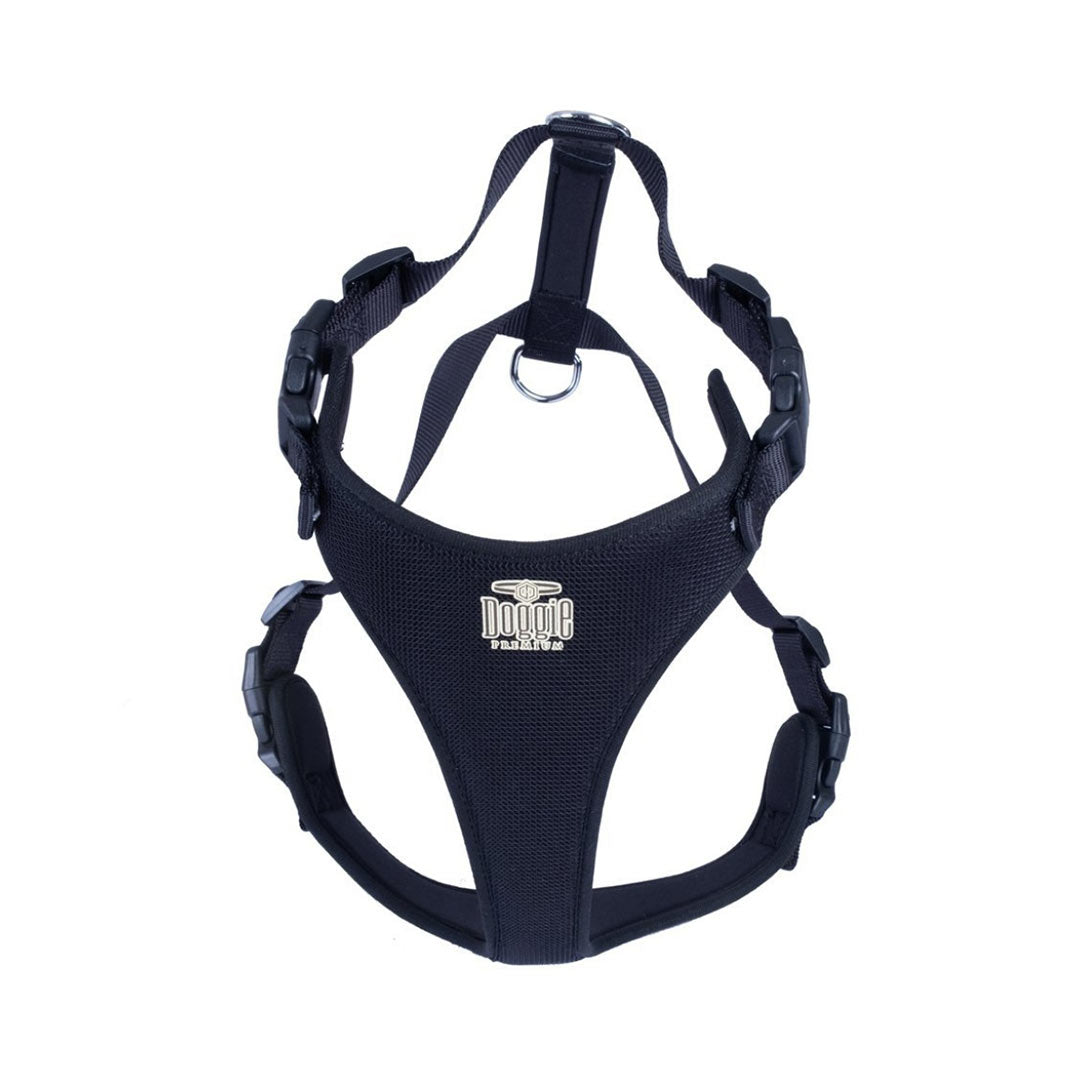 Doggie Havalı Dokumadan El Yapımı Siyah Köpek Göğüs Tasması L-2x55-65cm