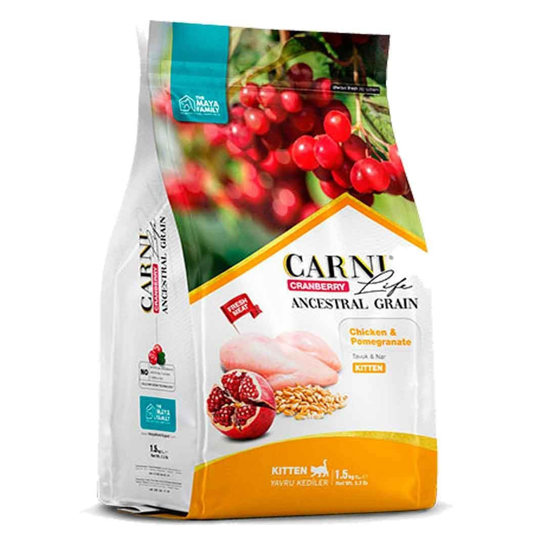 Carni Life Kızılcık, Tavuklu ve Narlı Yavru Kedi Maması 1.5 Kg