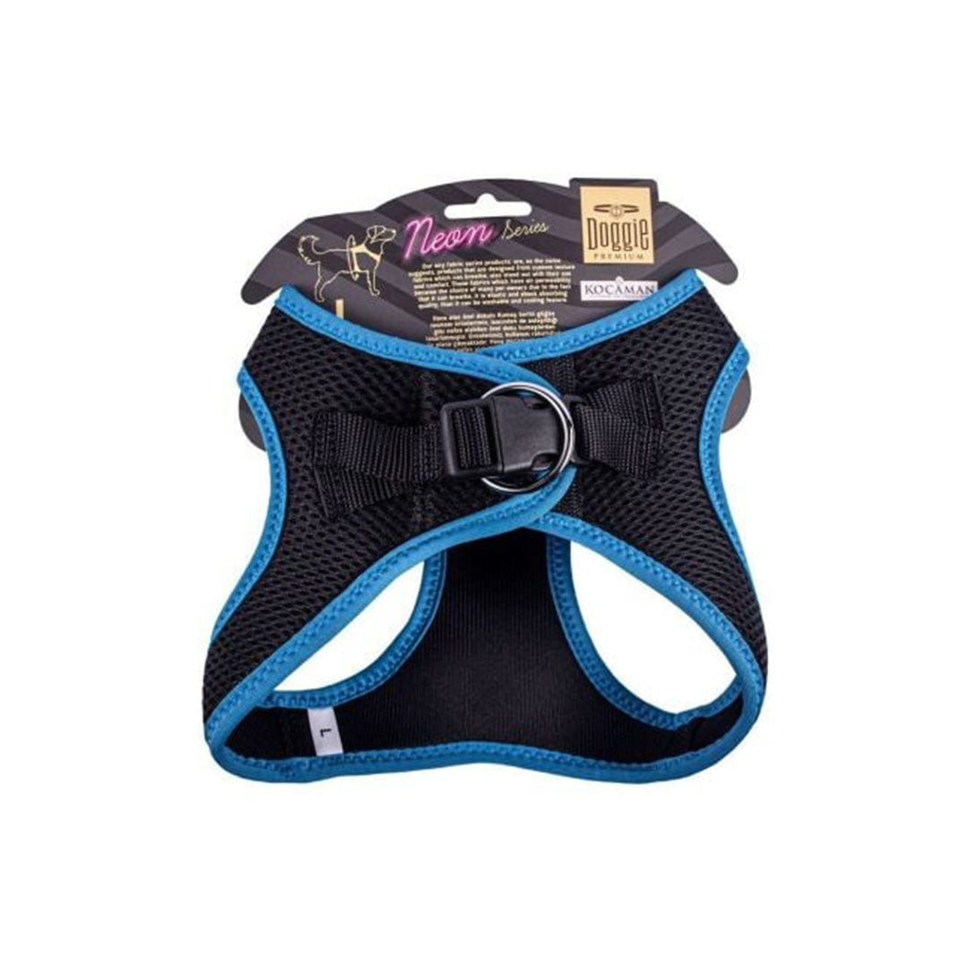 Doggie Havalı Dokuma Neon Mavi Küçük Irk Köpek Göğüs Tasması Large 42-48 Cm