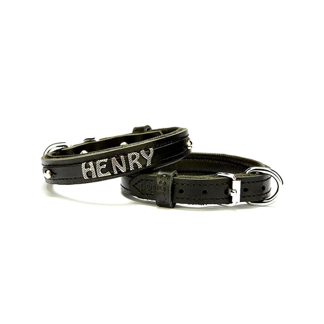 Doggie Yumuşak Dokulu İsimlikli Siyah Köpek Boyun Tasması 1,5×25-30cm