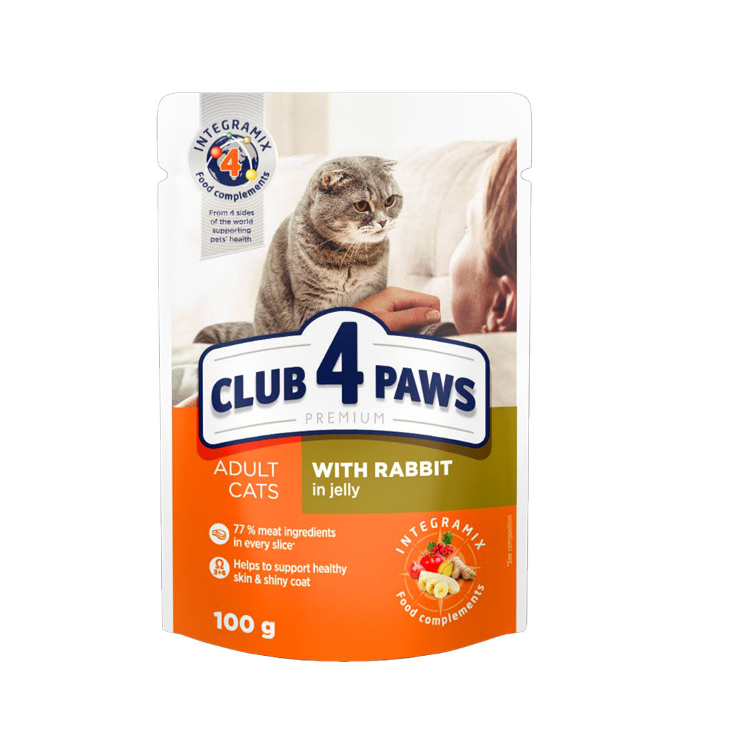 Club4Paws Premium Pouch Tavşanlı Yetişkin Kedi Konservesi 100 Gr