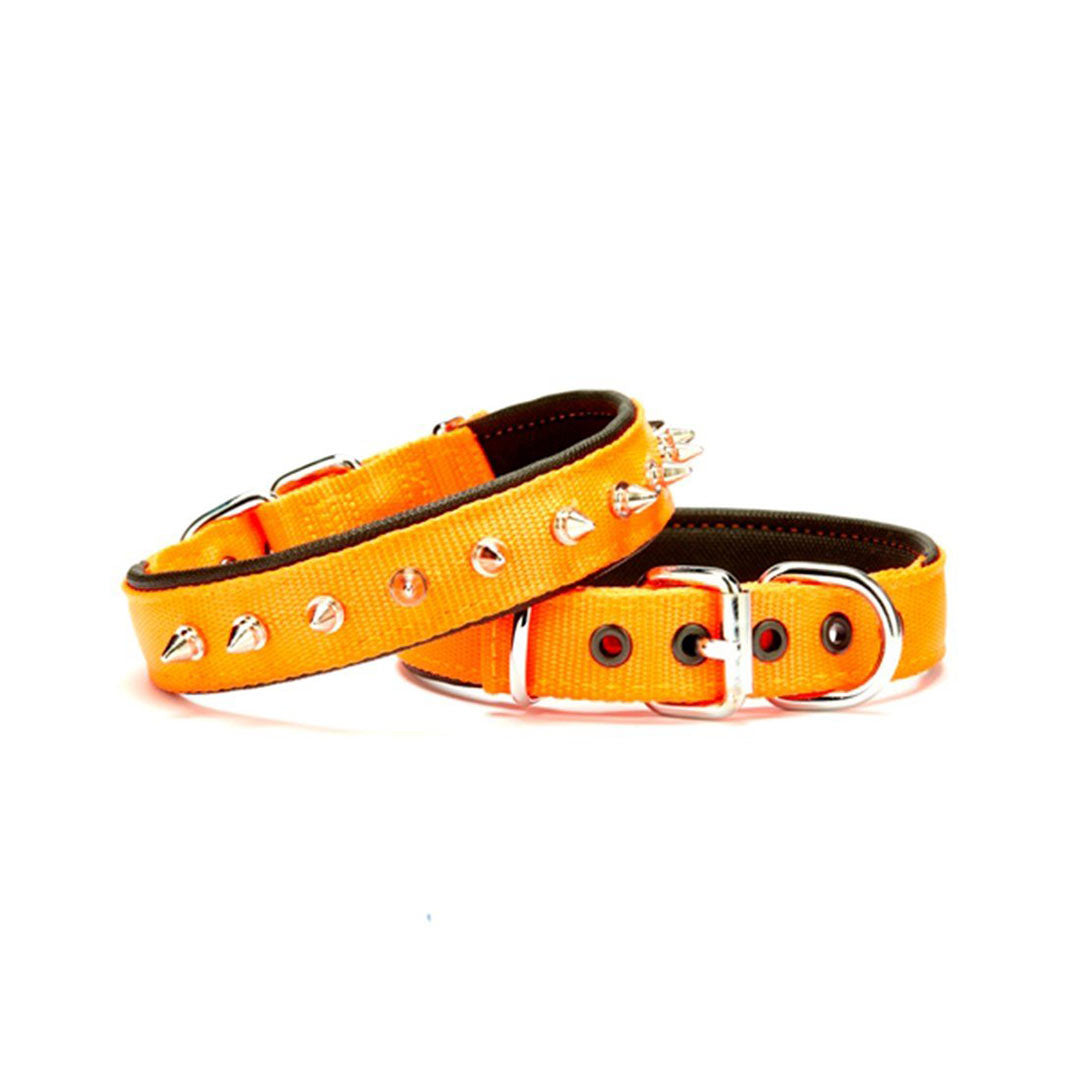 Doggie Comfortable Woven Handmade Spiked Orange Dog Collar 3x42-50 Cm
