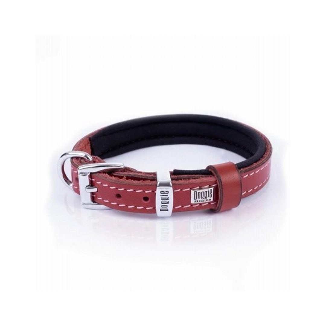 Doggie Konforlu Gerçek Deriden El Yapımı Kirmizi Köpek Boyun Tasması 1,5x20-25cm