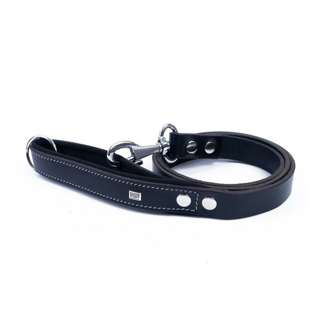 Doggie Konforlu Gerçek Deriden El Yapımı Siyah Köpek Gezdirme Kayışı 2x140cm