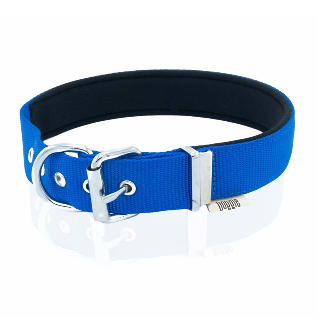 Doggie Comfort Woven Handmade Royal Blue Dog Collar 2.5x42-50cm