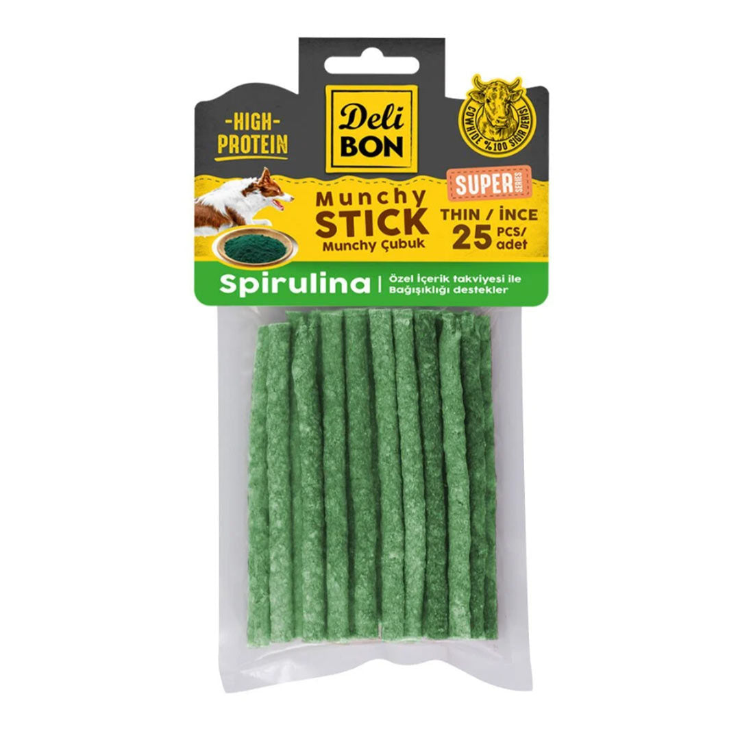 Delibon Süper Munchy Çubuk Spirulinalı İnce Köpek Çiğneme Kemiği 25 Adet