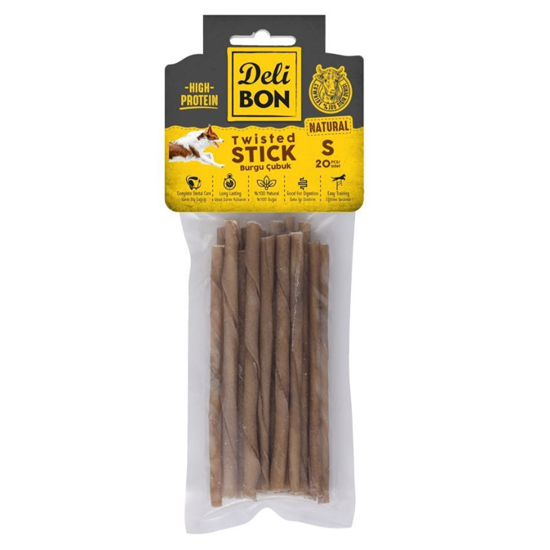 Delibon Natural Twisted Thin Stick Bone Dog Treat Small 20 Piece