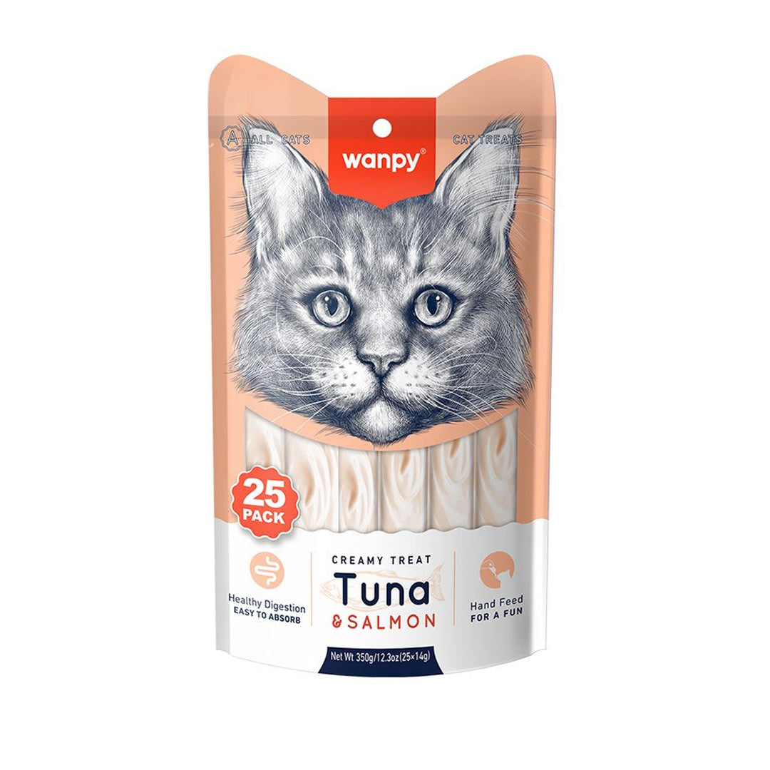 Wanpy Tuna and Salmon Hair Health Support Liquid Cat Reward Food 25x14gr