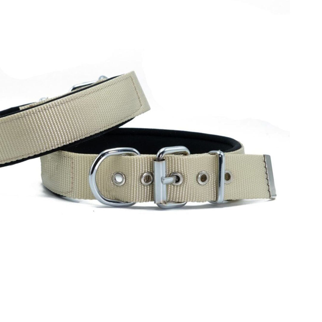 Doggie Konforlu Dokumadan El Yapımı Haki Köpek Boyun Tasması 2,5x37-45cm