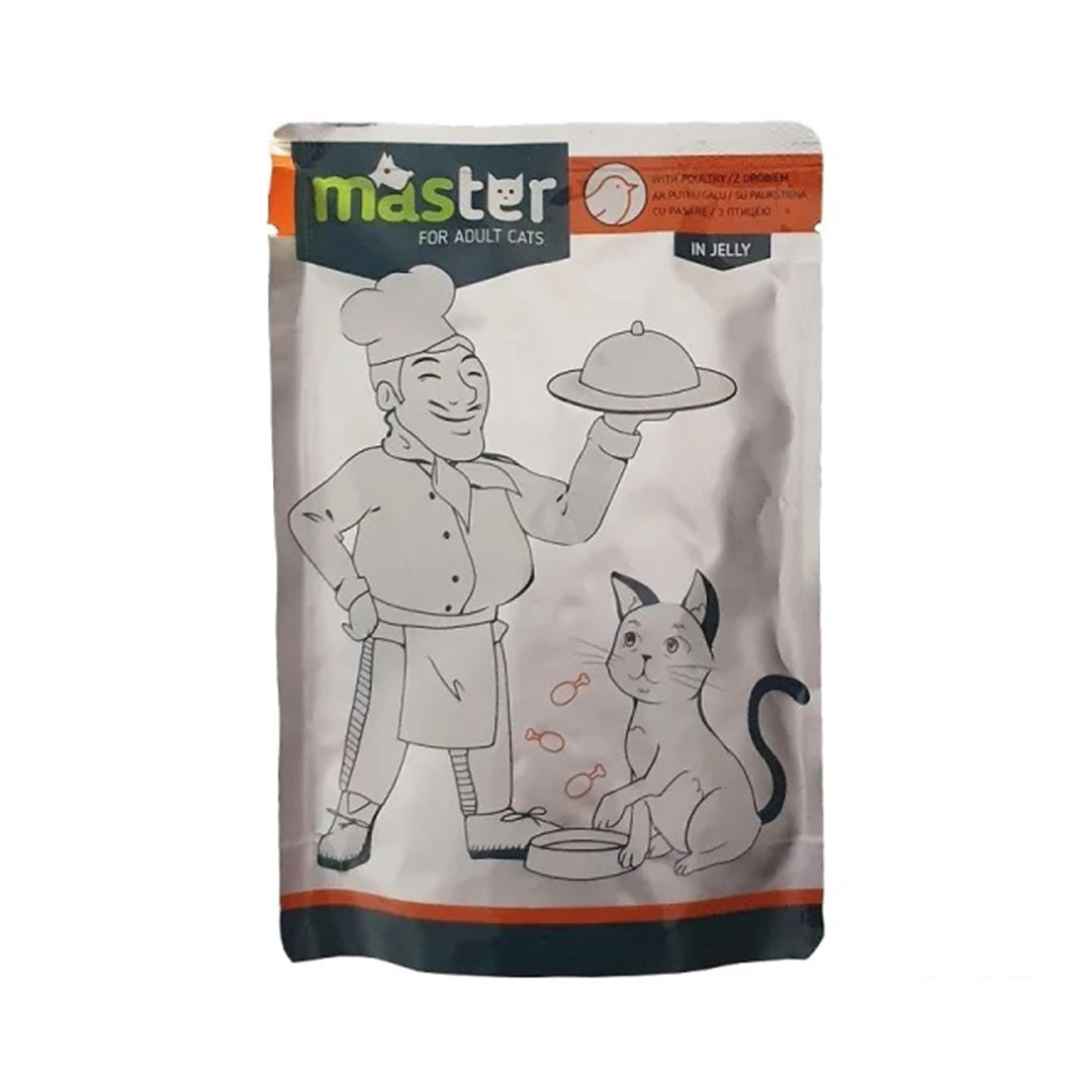 Master Pouch Adult Cat Food with Poultry in Jelly 80gr