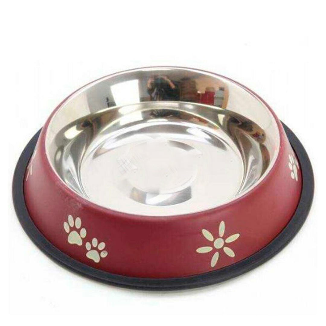 کاسه غذا و آب استیل با طرح پنجه و گل پلی فول 250 میلی لیتر