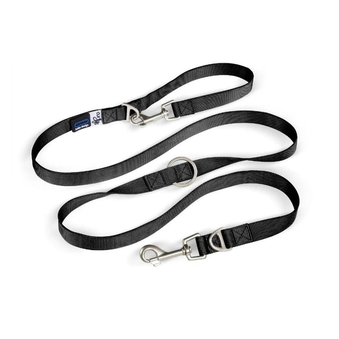 Curli Adjustable Nylon Black Dog Leash Medium