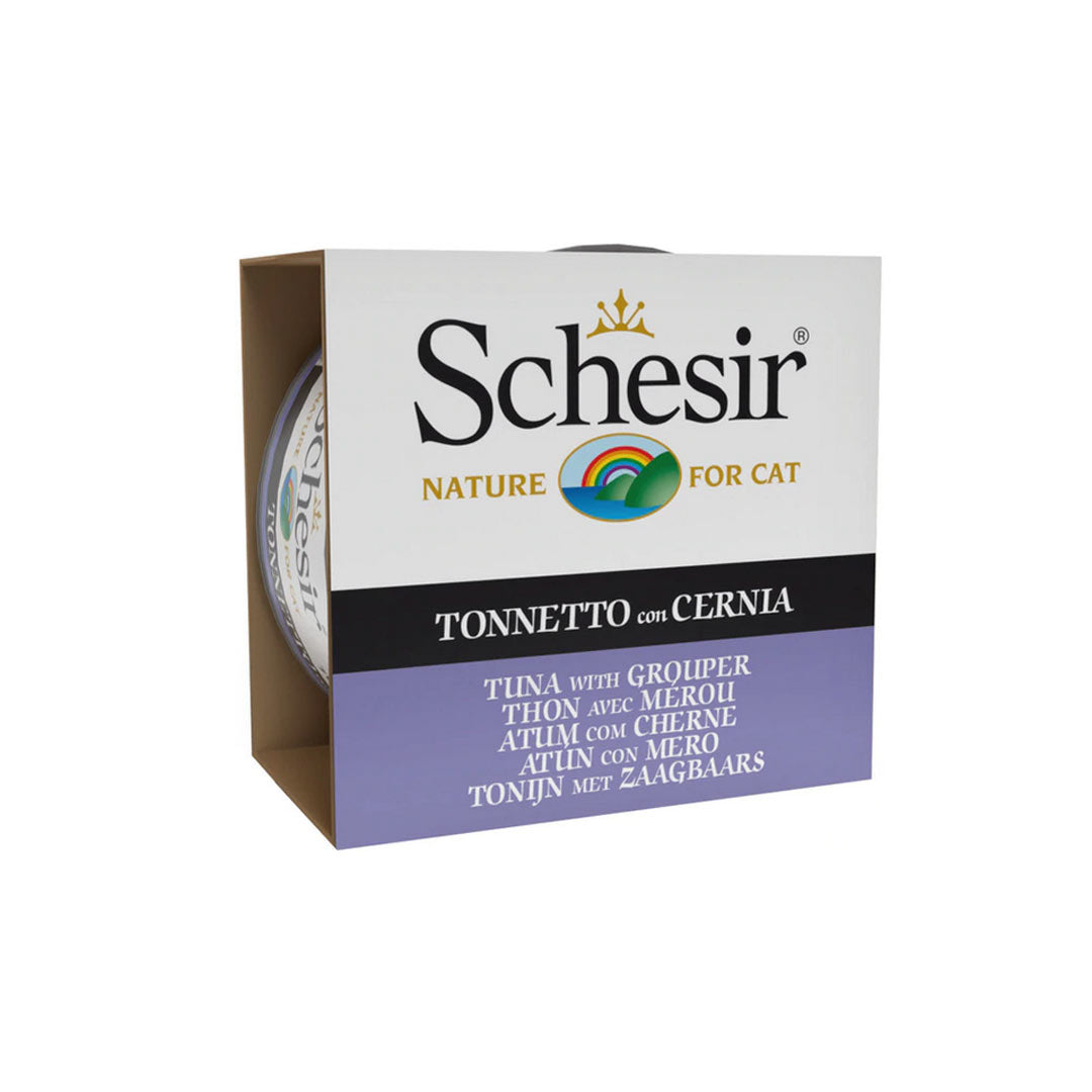 Schesir Jöle İçinde Ton Balıklı ve Orfoz Balıklı Yetişkin Kedi Konservesi 85 Gr