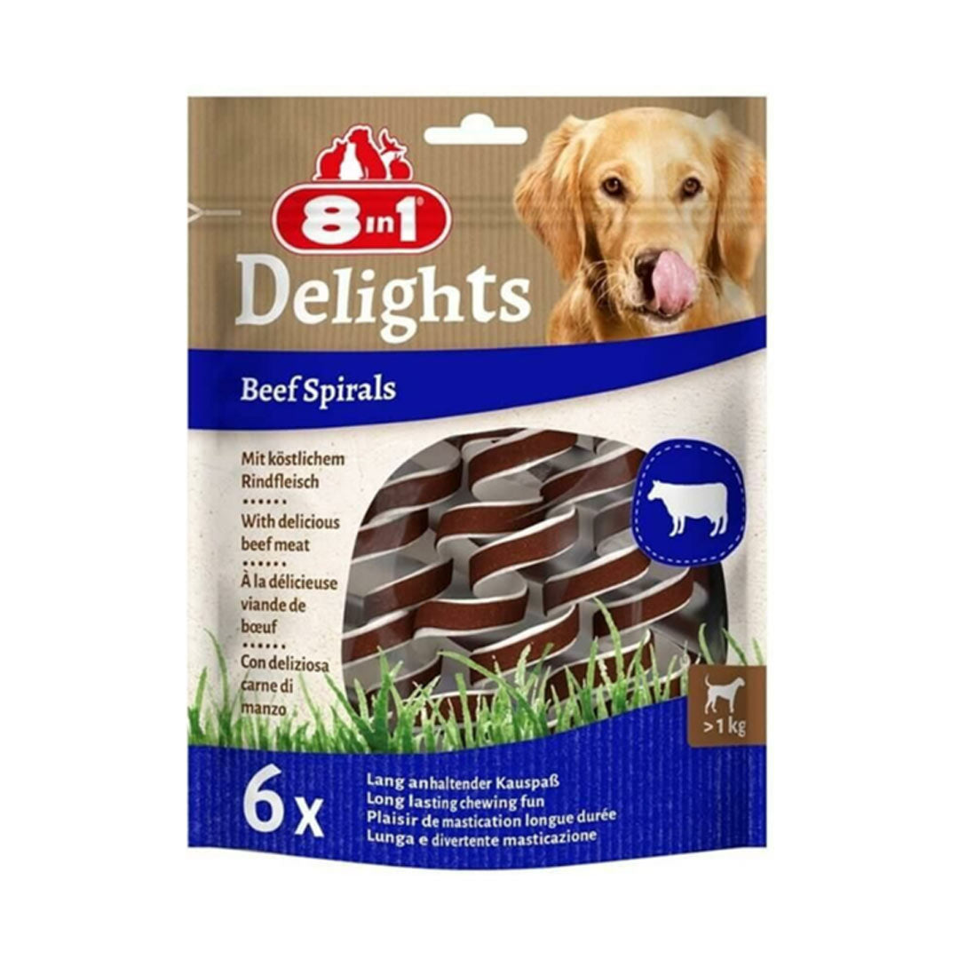 8 in 1 Delights Beef Spirals Biftekli Burgu Köpek Ödülü 6lı