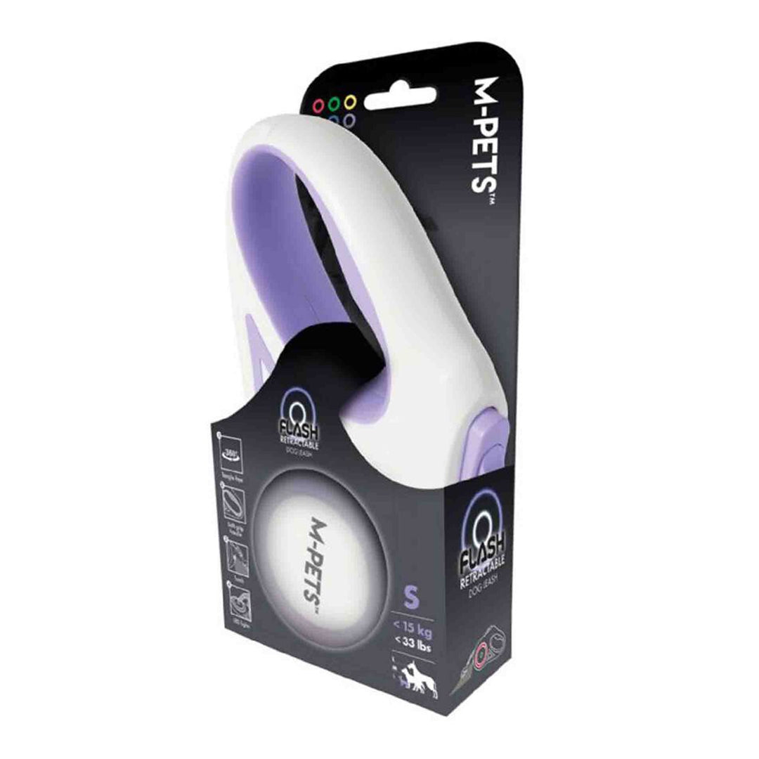 M-Pets Flash Ledli Otomatik Mor Şerit Gezdirme Kayışı 3mt