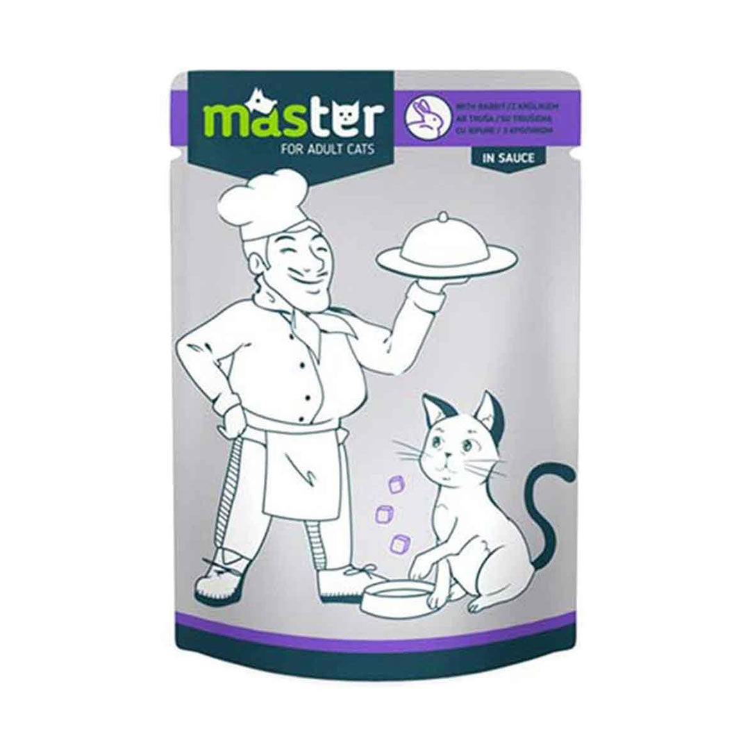 Master Soslu Tavşan Etli Yetişkin Yaş Kedi Maması 80 Gr