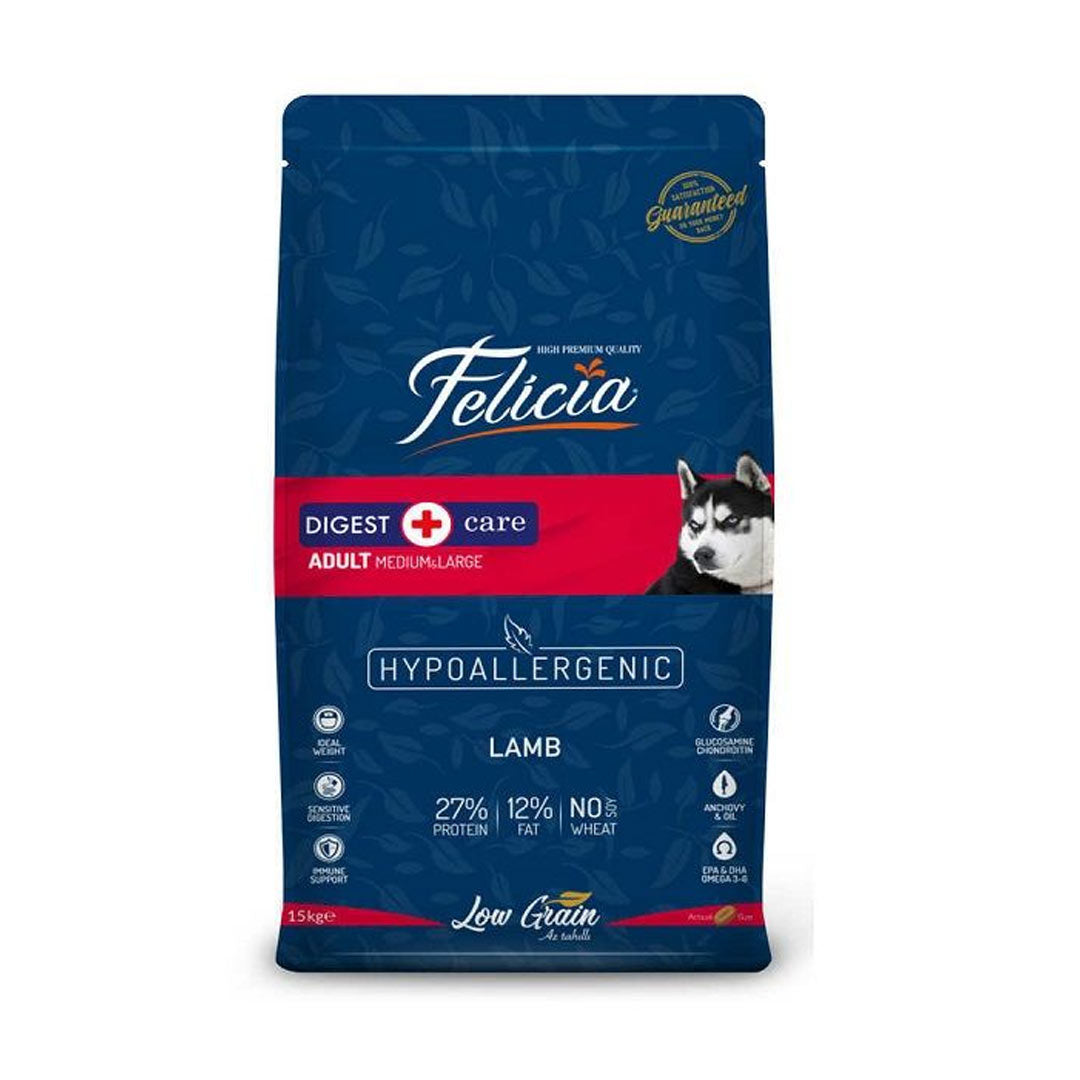 Felicia HypoAllergenic Düşük Tahıllı Orta ve Büyük Irk Kuzulu Yetişkin Köpek Maması 15kg