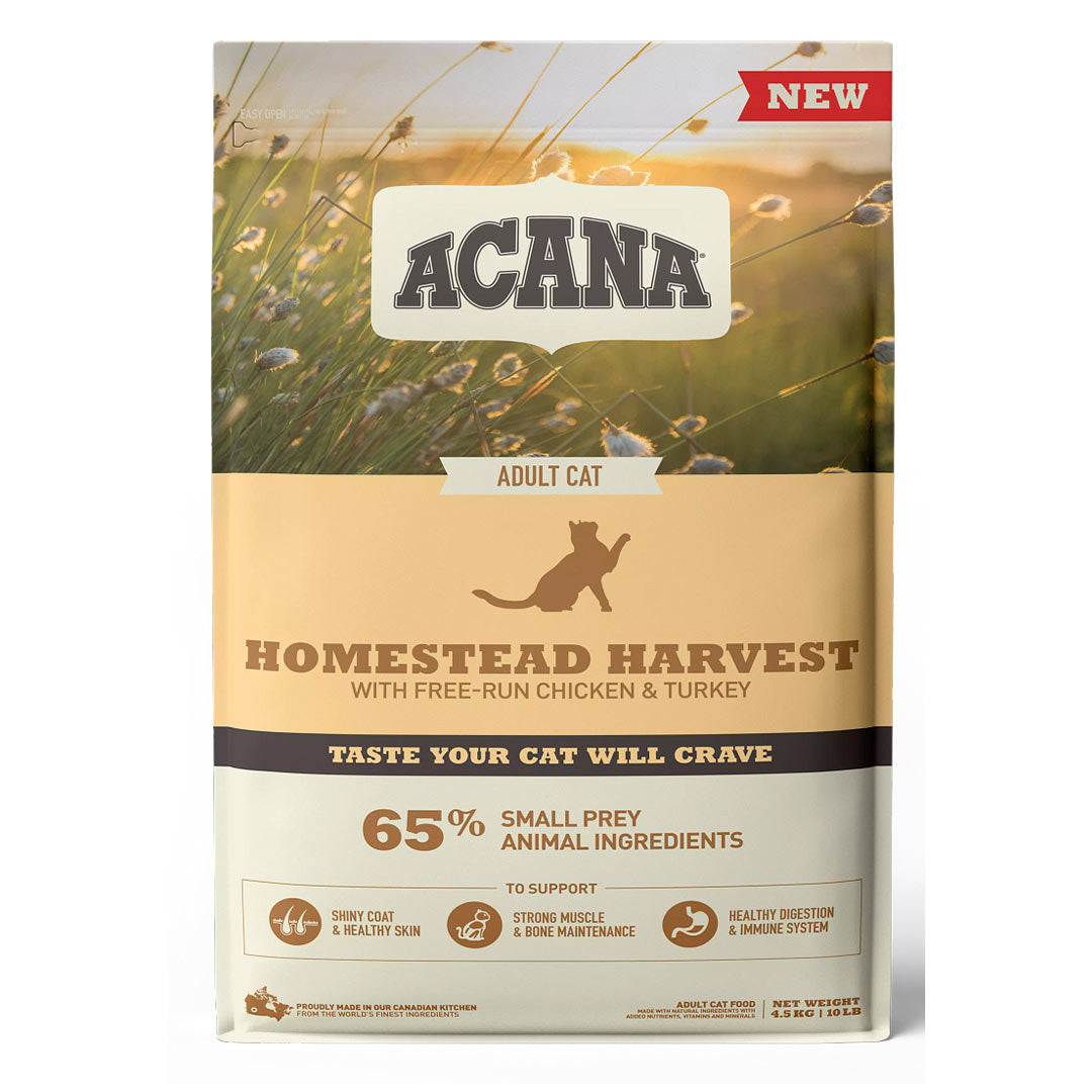 Acana Homestead Harvest Yüksek Proteinli Tavuklu ve Hindili Yetişkin Kedi Maması 4,5kg