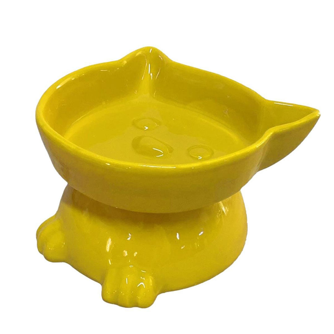 PetPretty Cat Shaped Ceramic Cat and Dog Pink Food Bowl with Stand No:4