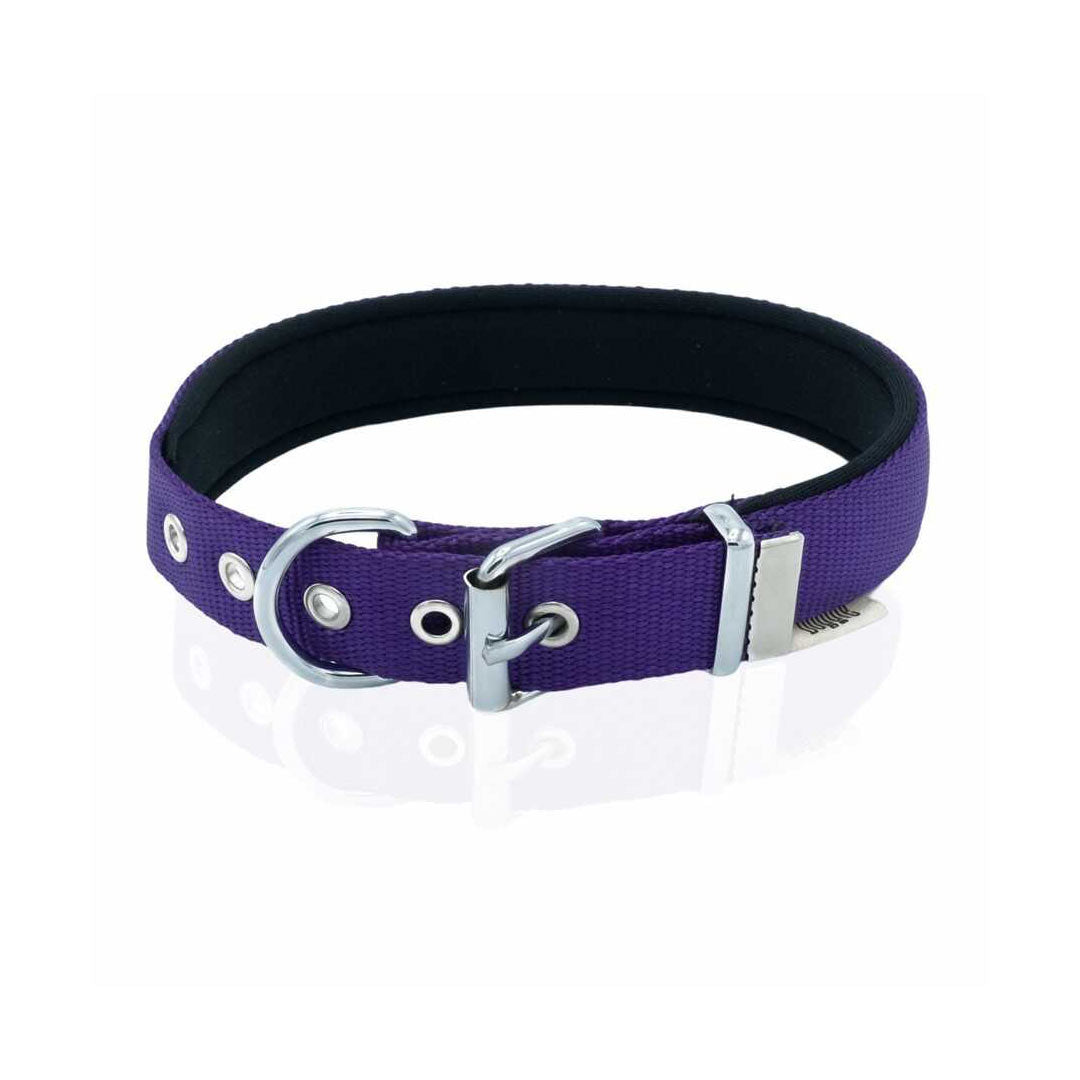 Doggie Konforlu Dokumadan El Yapımı Çivili Mor Köpek Boyun Tasması 2.5x37-45 Cm