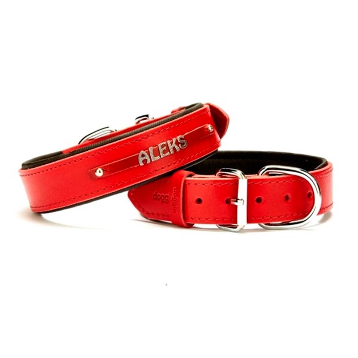 Doggie SBT-3514 Yumuşak Dokulu İsimlikli Kırmızı Köpek Boyun Tasması