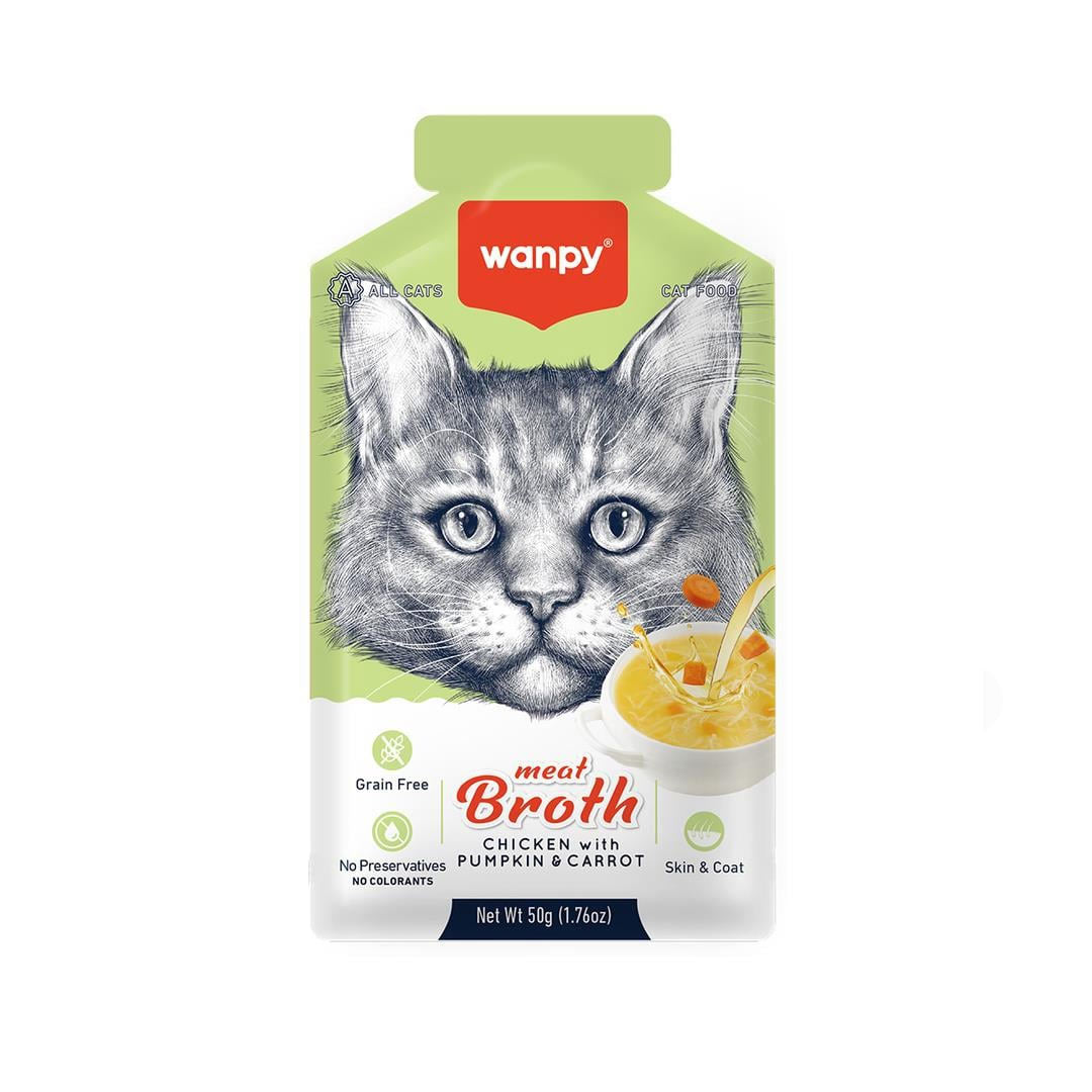 Wanpy Tavuk Etli, BalKabaklı ve Havuçlu Tahılsız Kedi Çorbası 50gr
