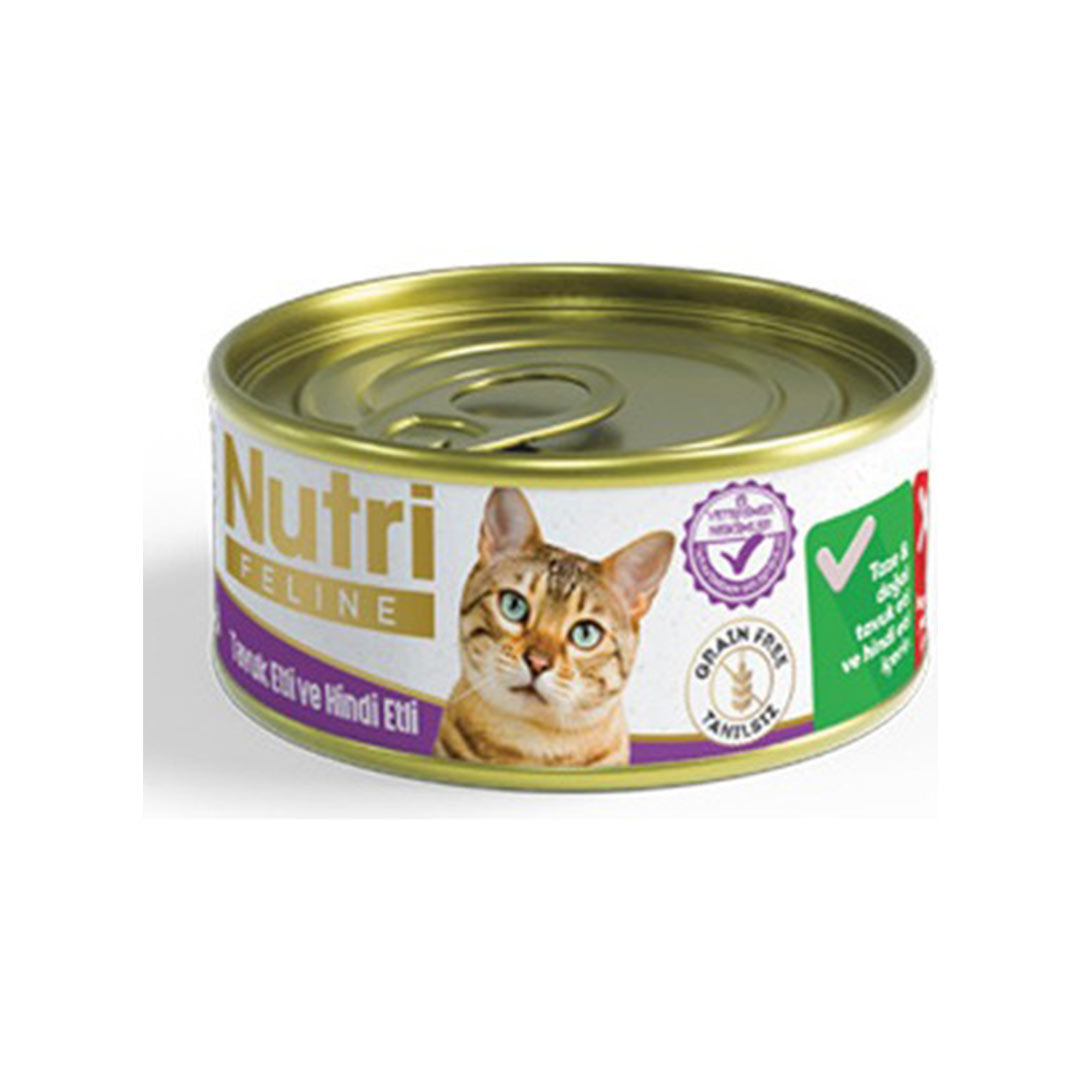 طعام القطط المعلب الحبيبات الحرة للكلاب البالغة بالدجاج المفروم ولحم الديك الرومي نوتري فيلين 85 جم