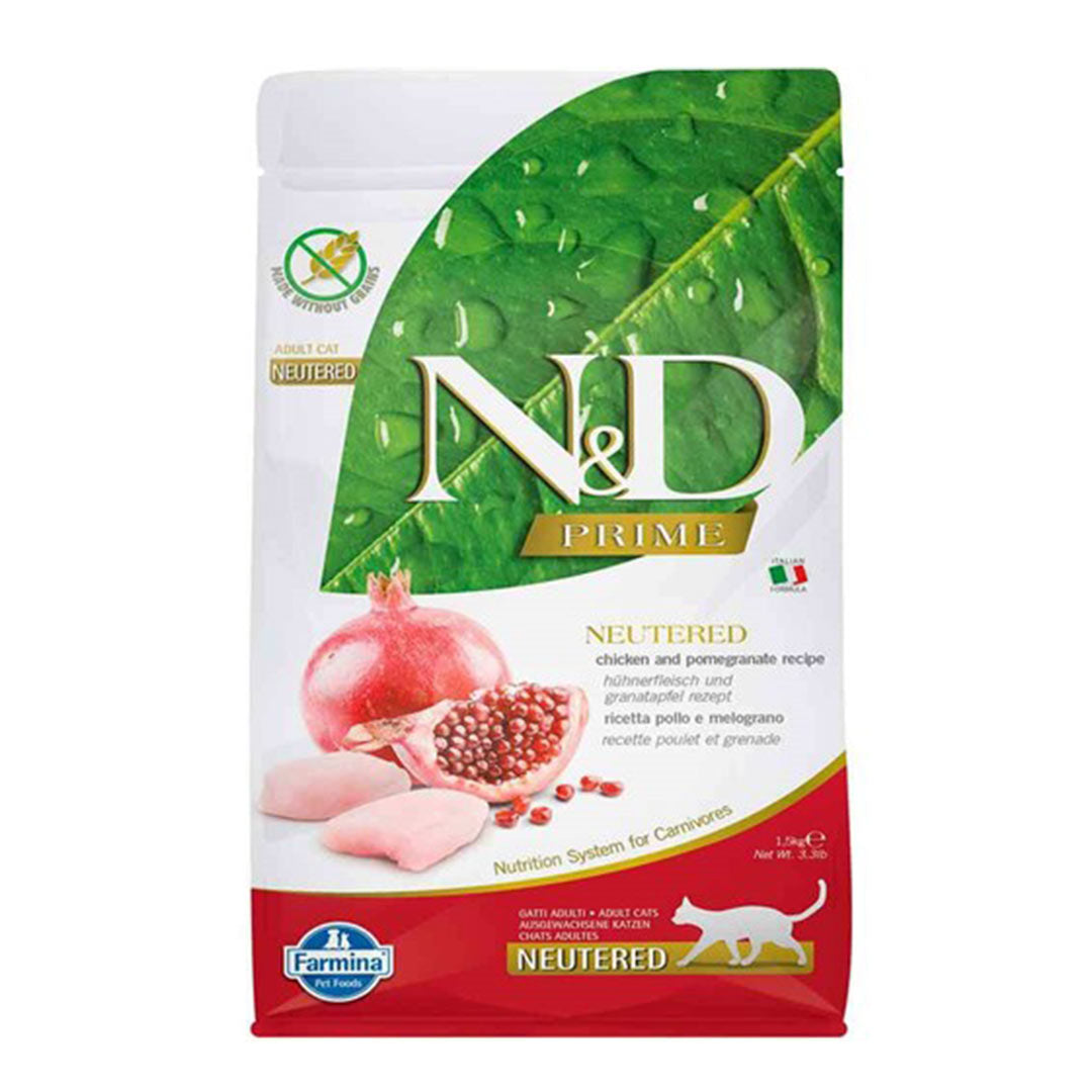 غذای گربه کم چرب با مرغ و انار بدون غلات N&D 1.5 کیلوگرم