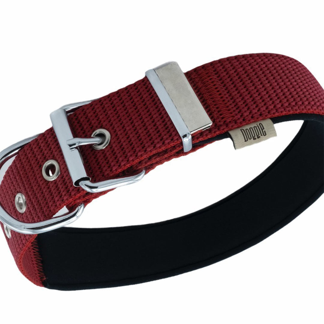 Doggie Comfortable Woven Handmade Red Dog Collar 4x52-60cm