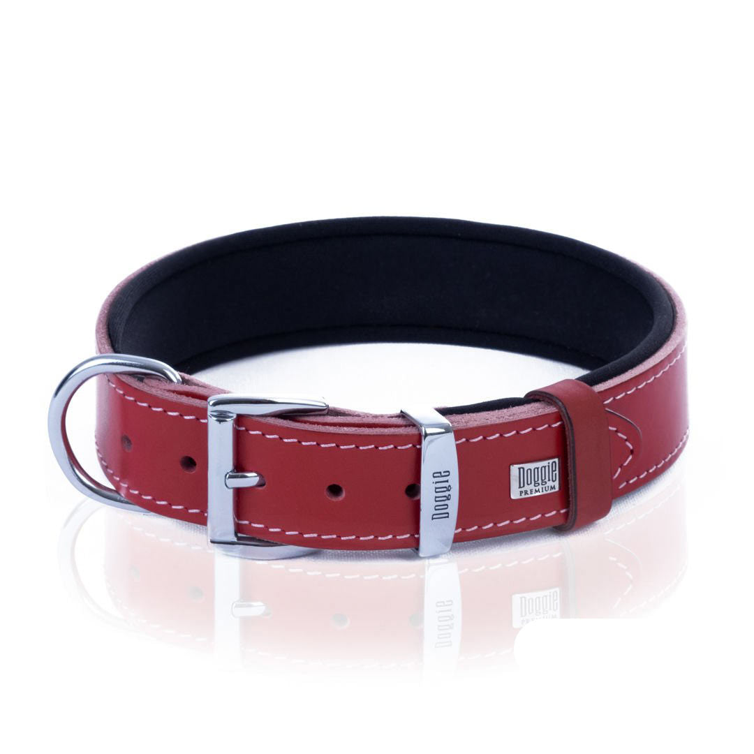 Doggie Comfortable Real Leather Handmade Red Dog Collar Small 4x47 55 Cm