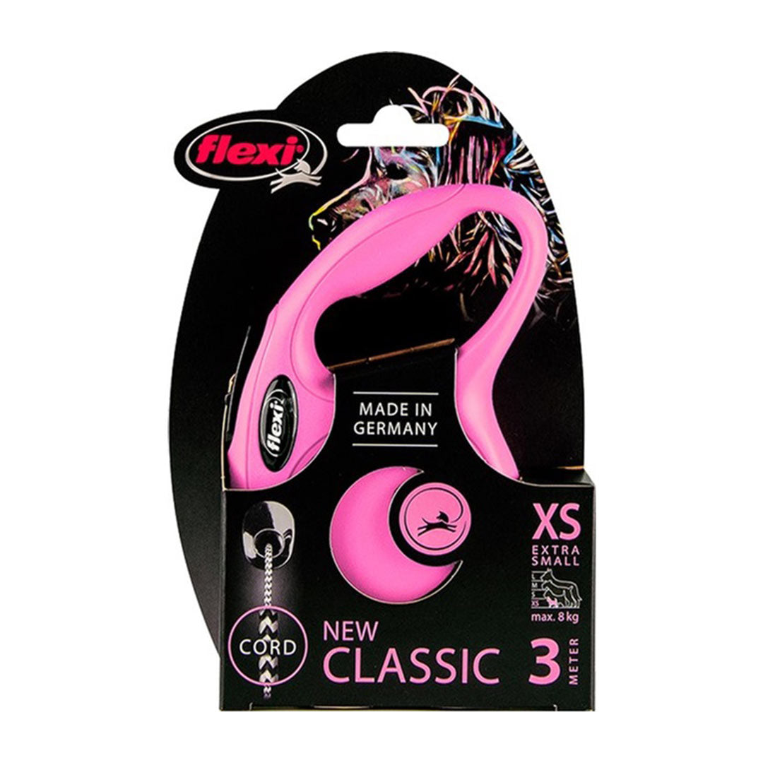 Flexi New Classic Otomatik İp Pembe Köpek Gezdirme Tasması XS 3 Mt