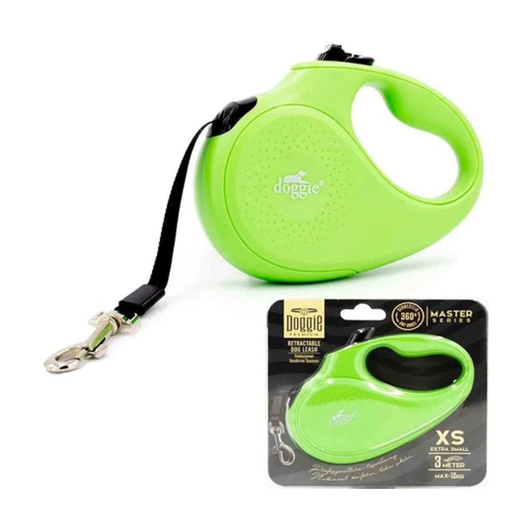 Doggie Master Serisi Otomatik Yeşil Uzatma Tasması XS-12kg-3mt