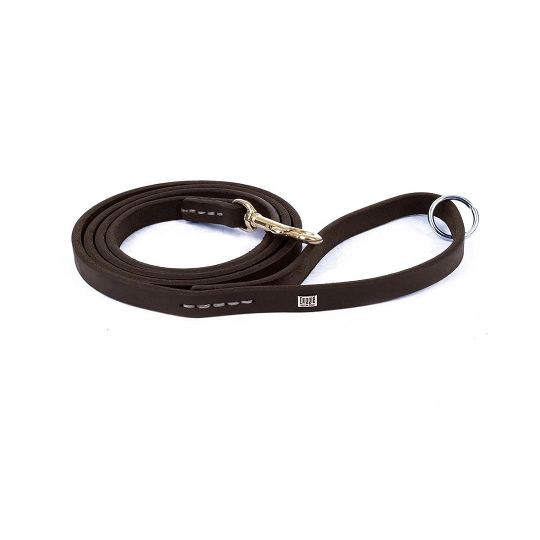 Doggie Eğitim Serisi Yağlı Gerçek Deriden El Yapımı Kahverengi Eğitim Köpek Gezdirme Kayışı 1,1x180cm