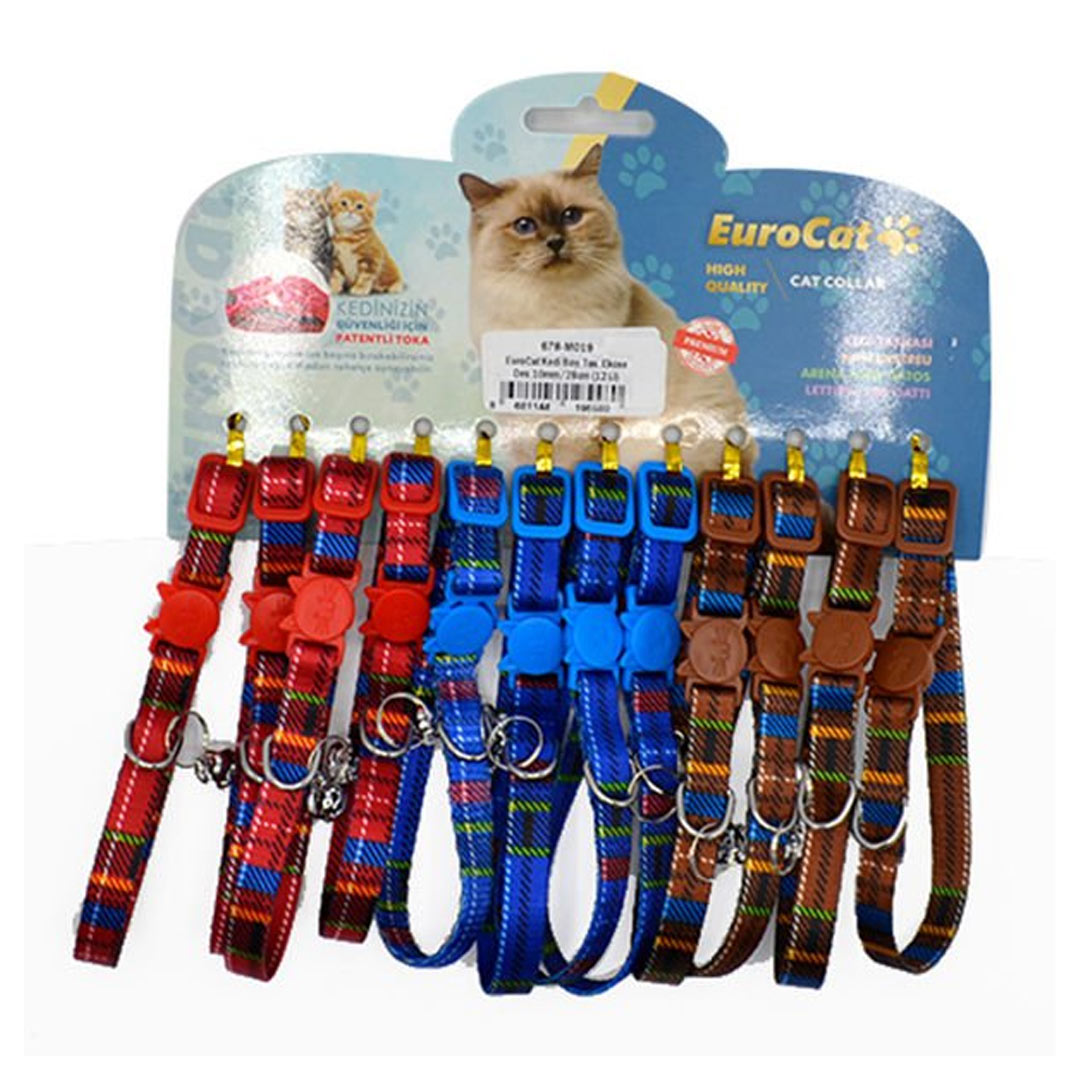 Eurocat Ekose Desenli Kedi Boyun Tasması 10mmx28cm