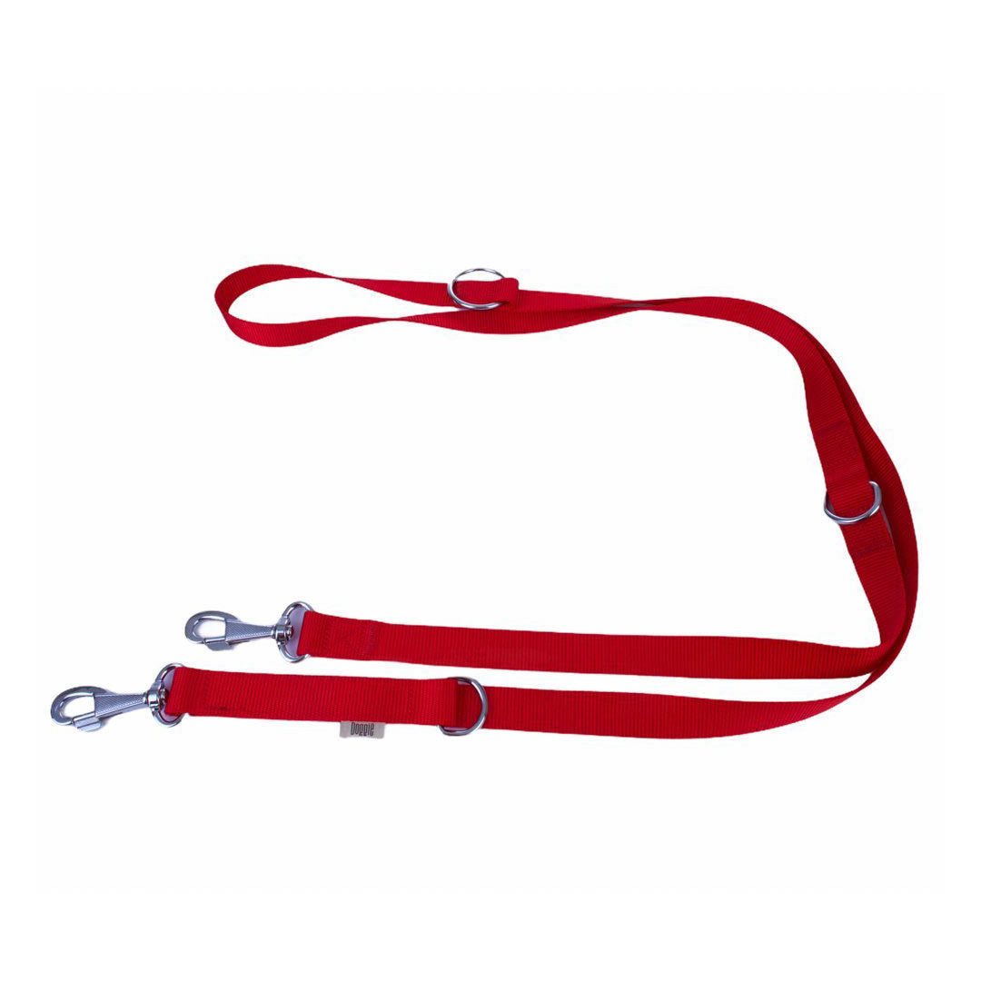 Doggie Classic Dokuma Kirmizi Köpek Gezdirme Tasması 2,5x120-190 cm