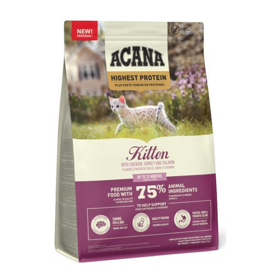 غذای بچه گربه بدون دانه آکانا با مرغ، بوقلمون و ماهی قزل آلا 1.8 کیلوگرم