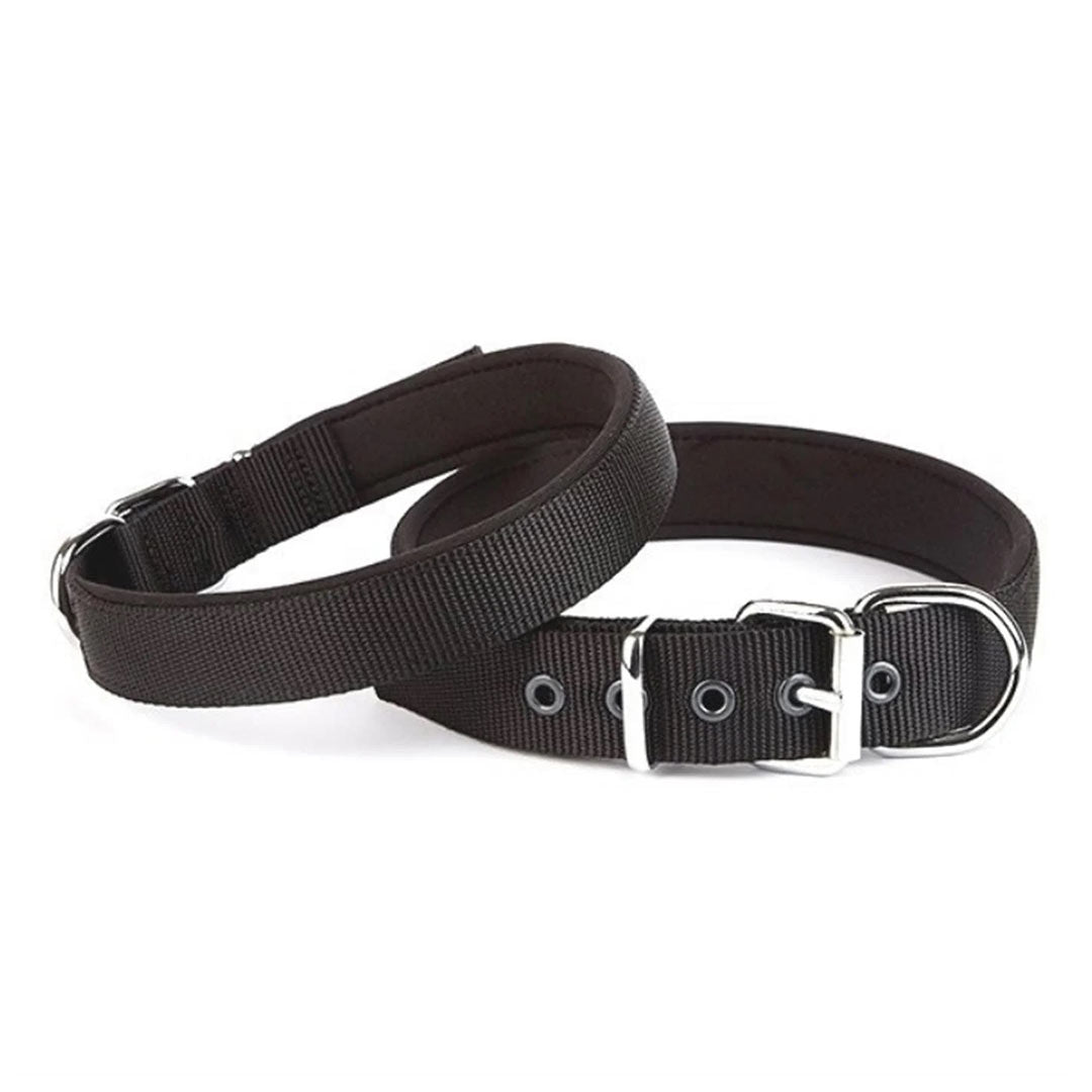 Doggie Comfortable Woven Handmade Black Dog Collar 3x42-50cm