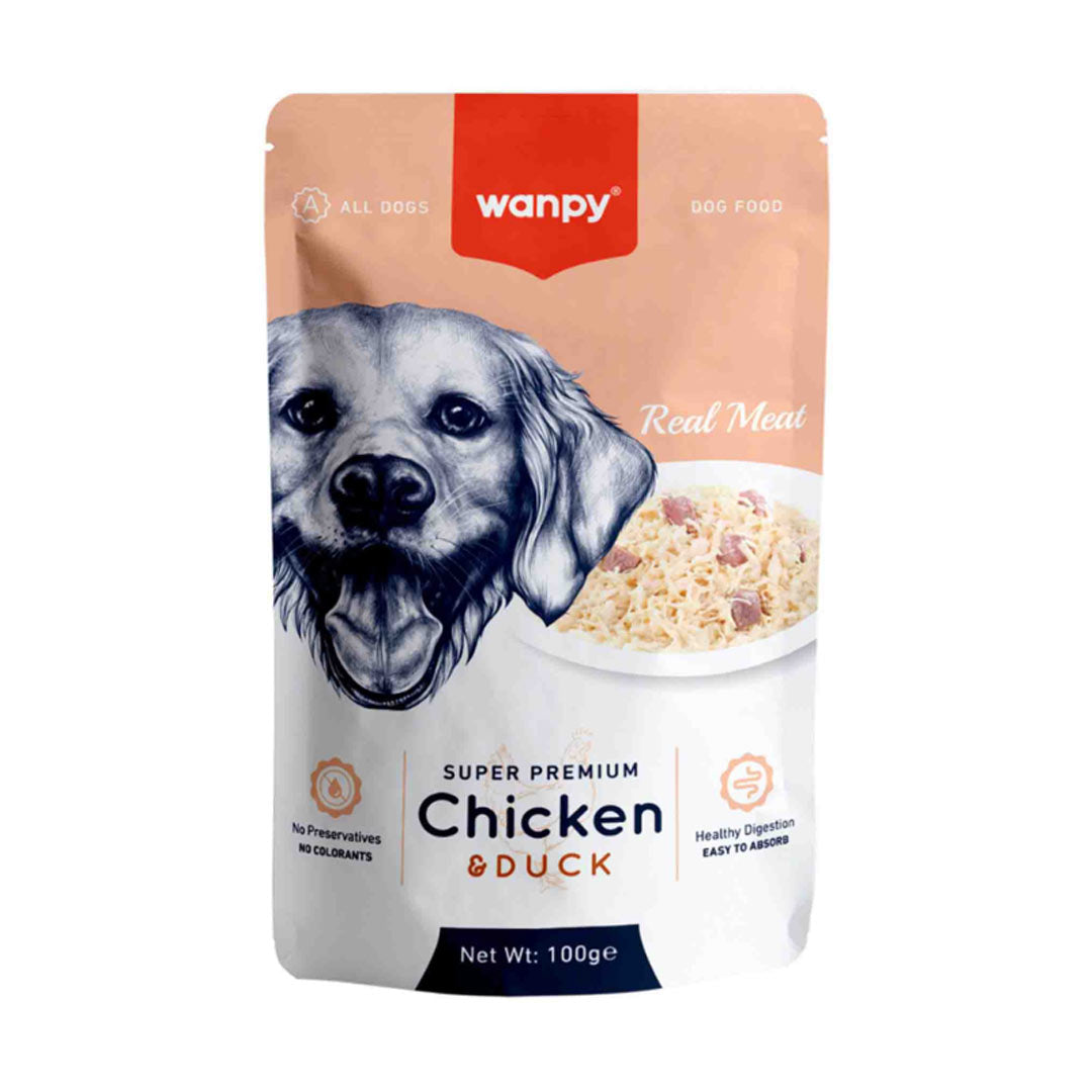 Wanpy Pouch Chicken and Duck Wet Dog Food 100gr