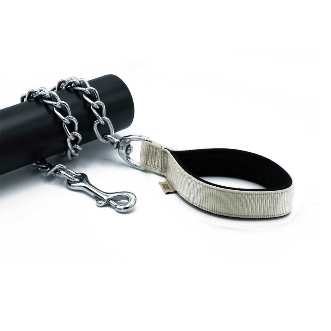 Doggie Konforlu Dokumadan El Yapımı Zincirli Haki Köpek Gezdirme Kayışı 4,5x80Cm