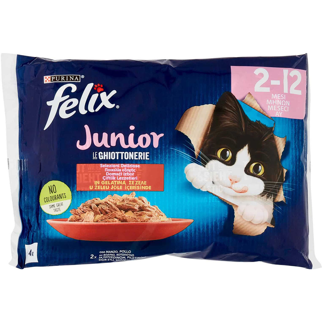 Felix Multipack Junior Beef and Chicken Kitten Food Can 4x85 Gr