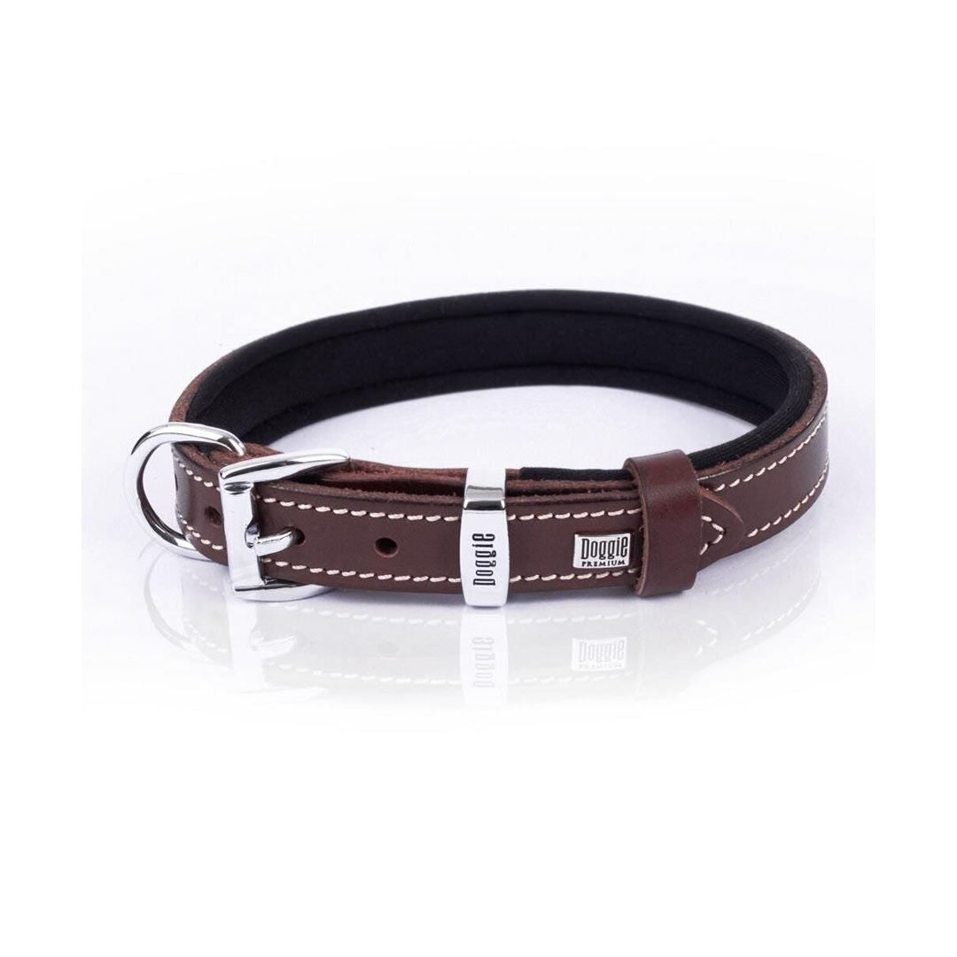 Doggie Konforlu Gerçek Deriden El Yapımı Kahverengi Köpek Boyun Tasması 2x30-35cm