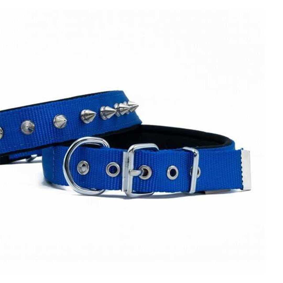 Doggie Comfort Woven Studded Royal Blue Dog Collar 2.5x37-45 Cm