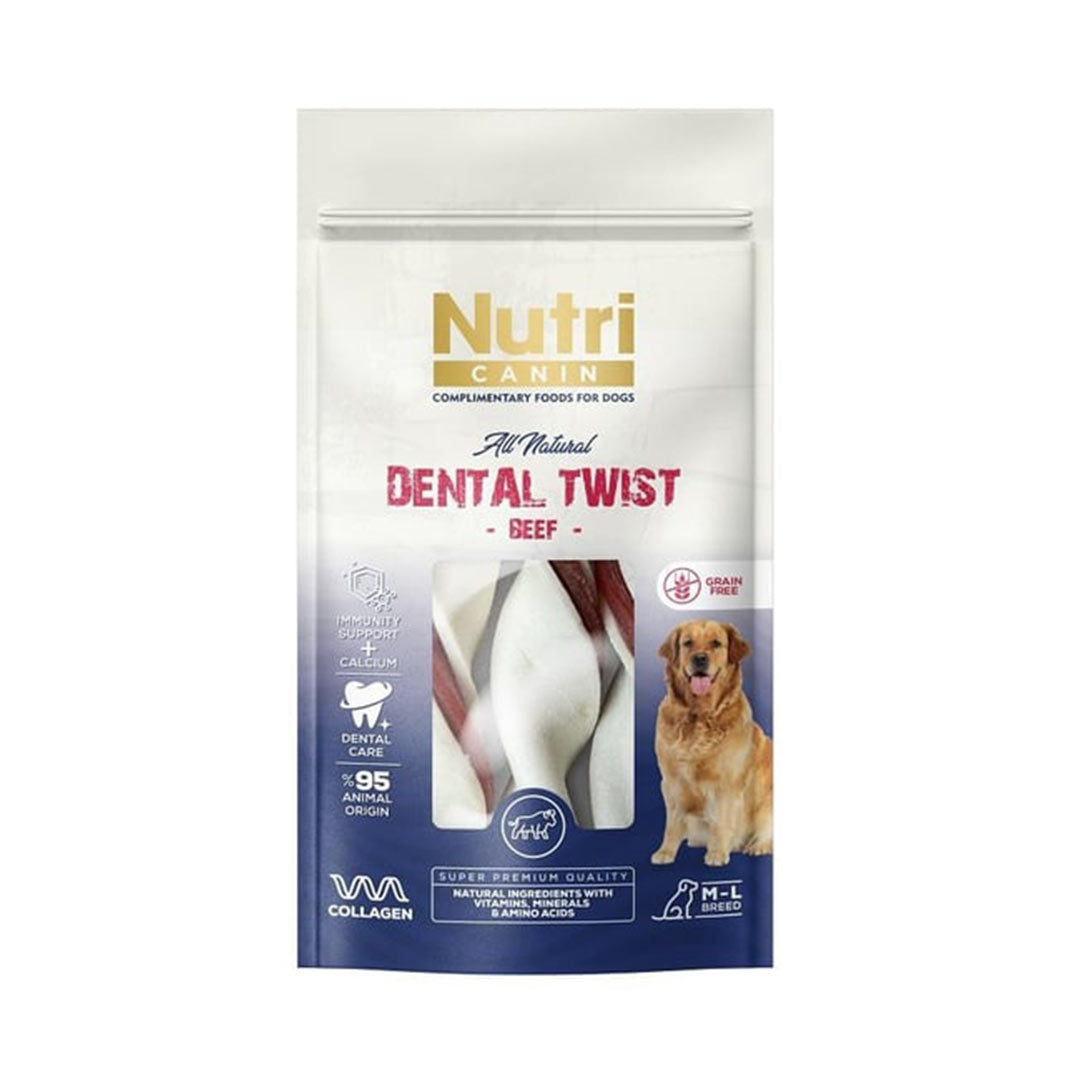 Nutri Canin Dental Twist Sığır Etli Tahılsız Köpek Ödülü M/L 120 Gr
