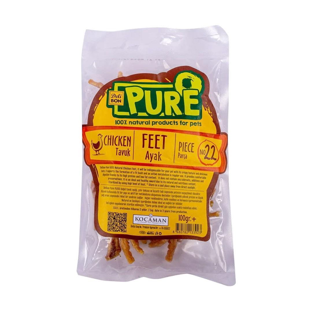 Delibon Pure Kurutulmuş Tavuk Ayağı Köpek Ödülü 100 gr