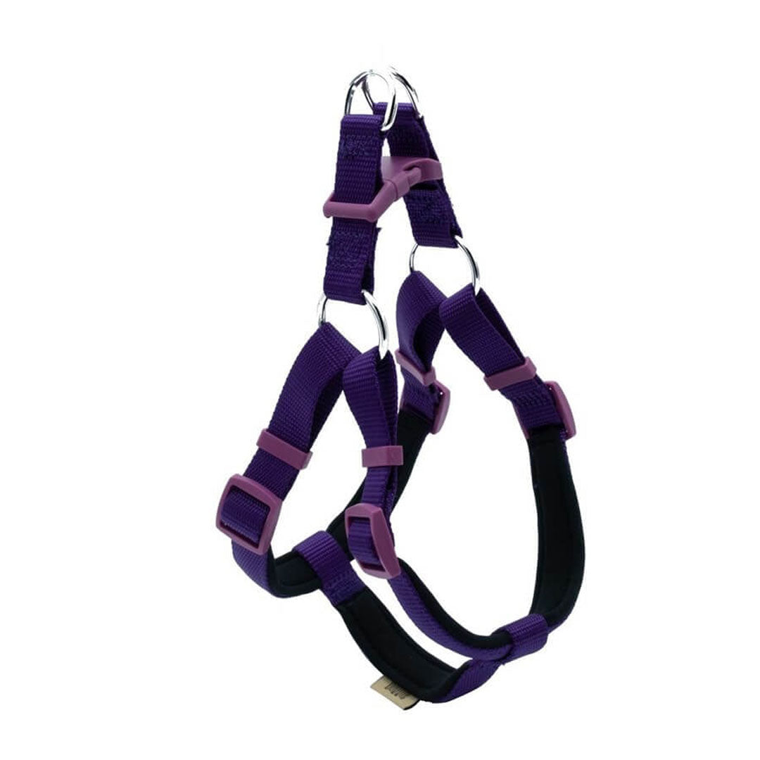 Doggie Konforlu Dokumadan El Yapımı Ronin Model Mor Köpek Göğüs Tasması M-2x45-55cm